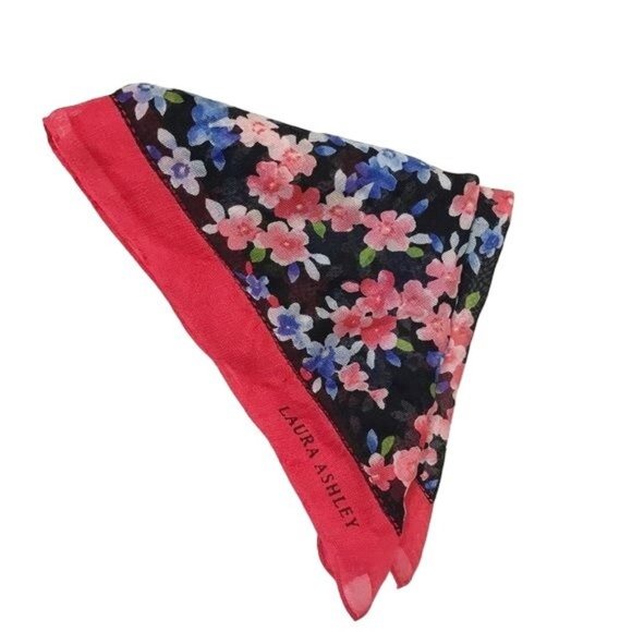 LAURA ASHLEY Floral Print 100% Silk Scarf - Picture 4 of 5